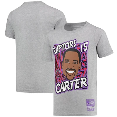 Youth Mitchell  Ness Vince Carter Gray Toronto Raptors Hardwood Classics King of the Court Player T-Shirt