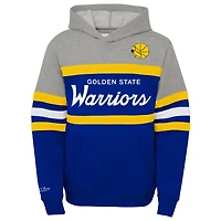 Youth Mitchell Ness Heather Gray Golden State Warriors Hardwood Classics Head Coach Pullover Hoodie