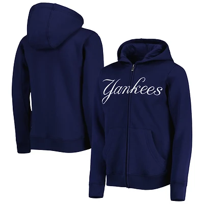 Youth New York Yankees Wordmark Full-Zip Fleece Hoodie