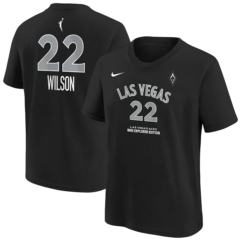 Youth Nike A'ja Wilson Las Vegas Aces Explorer Edition Name Number T-Shirt