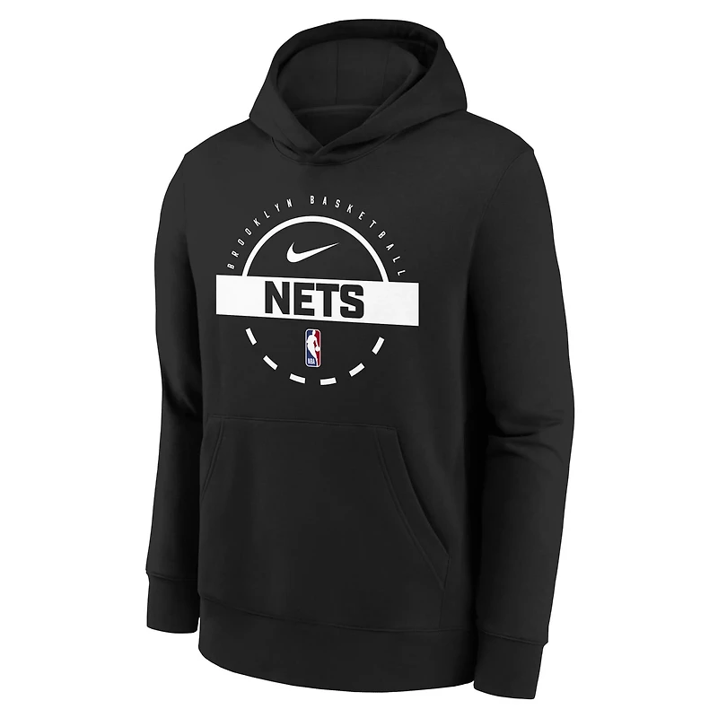 Youth Nike Brooklyn Nets 2025 26 Club Fleece Practice Hoodie