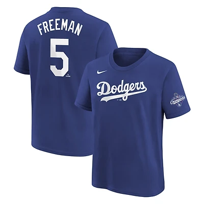 Youth Nike Freddie Freeman Los Angeles Dodgers 2025 World Series Champions Name Number T-Shirt