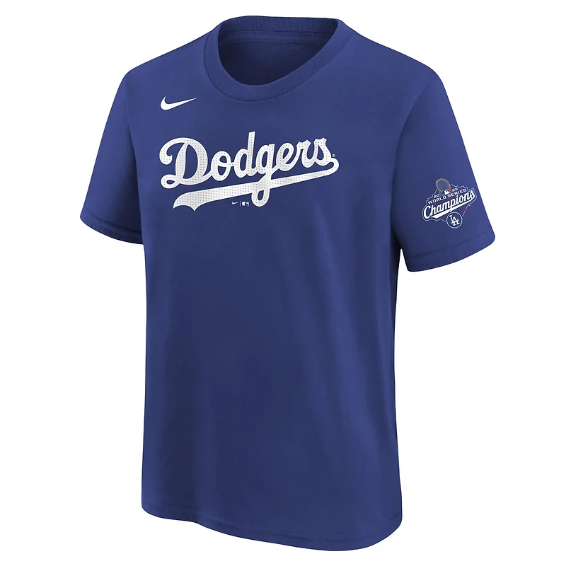 Youth Nike Freddie Freeman Los Angeles Dodgers 2025 World Series Champions Name  Number T-Shirt