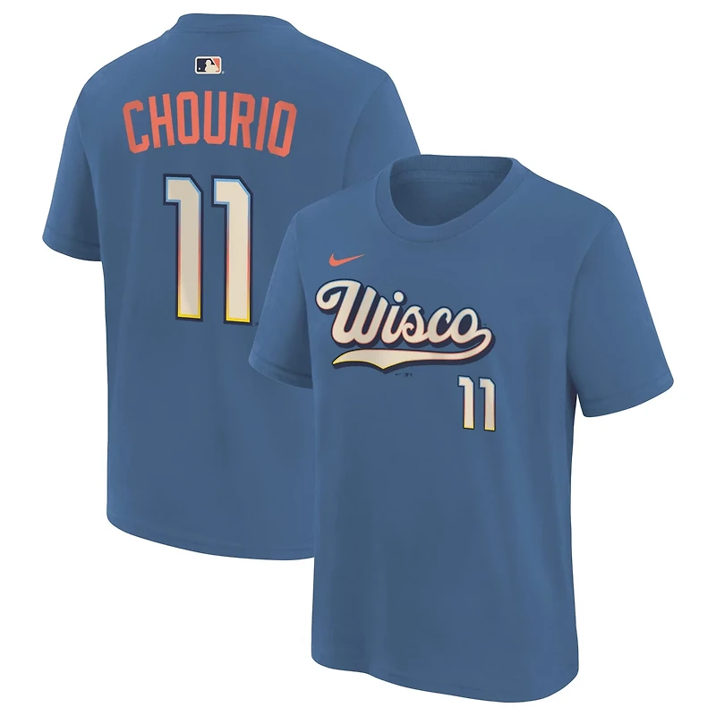 Youth Nike Jackson Chourio Milwaukee Brewers 2026 City Connect Name Number T-Shirt