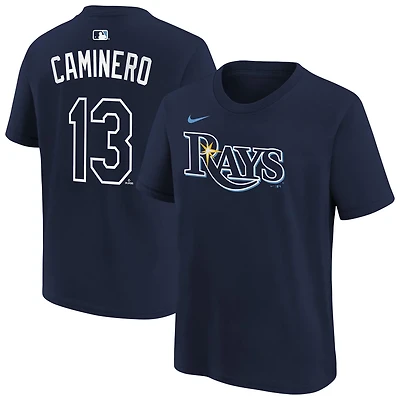 Youth Nike Junior Caminero Tampa Bay Rays Name Number T-Shirt