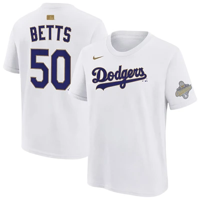 Youth Nike Mookie Betts Los Angeles Dodgers 2026 Gold Collection Name Number T-Shirt