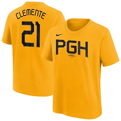 Youth Nike Roberto Clemente Pittsburgh Pirates Fuse City Connect Name  Number T-Shirt