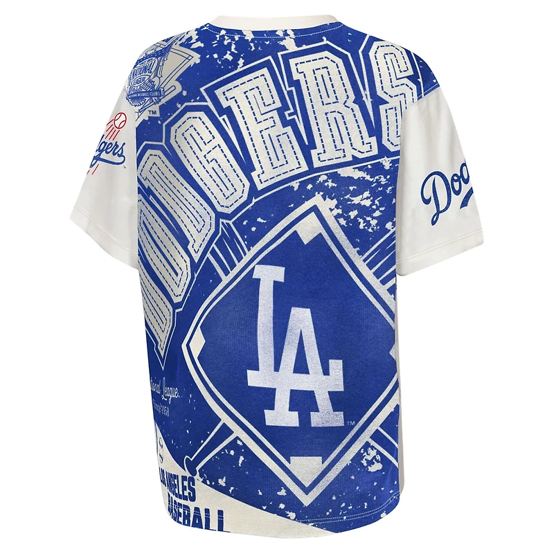 Youth Outerstuff Los Angeles Dodgers Big League Top Player Bold All-Over-Print T-Shirt