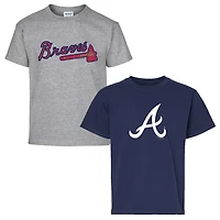 Youth Soft as a Grape Gray Atlanta Braves Two-Pack T-Shirt Set