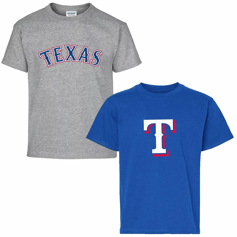 Youth Soft as a Grape Gray Texas Rangers Two-Pack T-Shirt Set