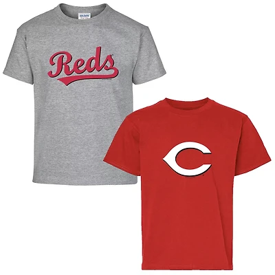 Youth Soft as a Grape Heather Gray Cincinnati s Two-Pack T-Shirt Set
