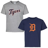 Youth Soft as a Grape Heather Gray Detroit Tigers Two-Pack T-Shirt Set