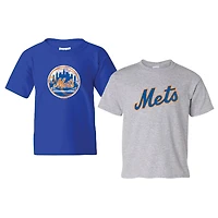 Youth Soft as a Grape Heather Gray New York Mets Cooperstown 2-Pack T-Shirt Set