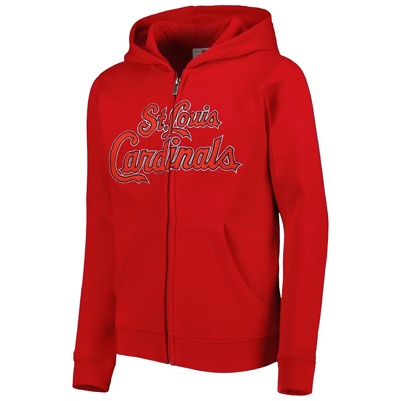 Youth St Louis Cardinals Wordmark Full-Zip Fleece Hoodie