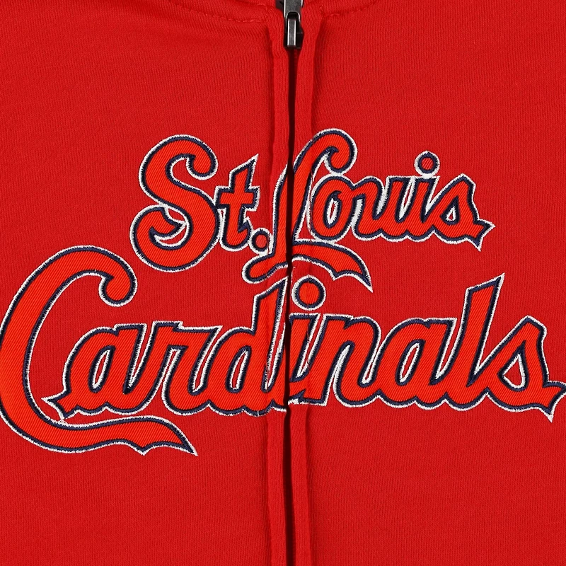 Youth St Louis Cardinals Wordmark Full-Zip Fleece Hoodie