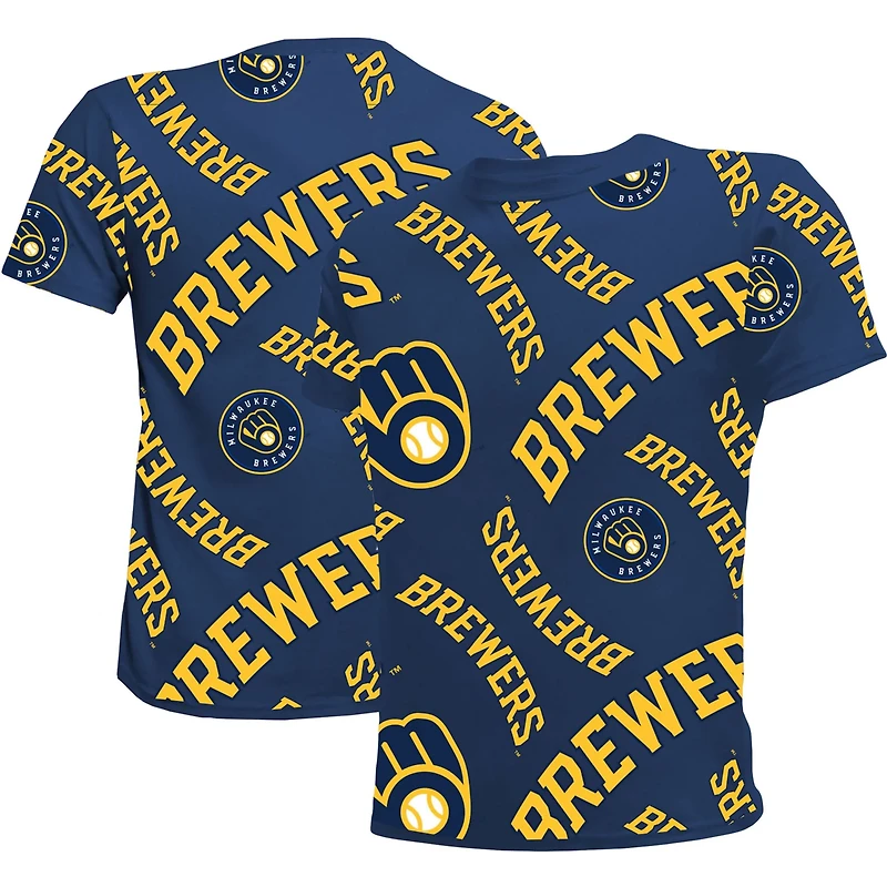 Youth Stitches Milwaukee Brewers Allover Team T-Shirt