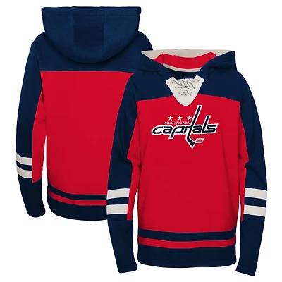 Youth Washington Capitals Ageless Revisited Lace-Up V-Neck Pullover Hoodie