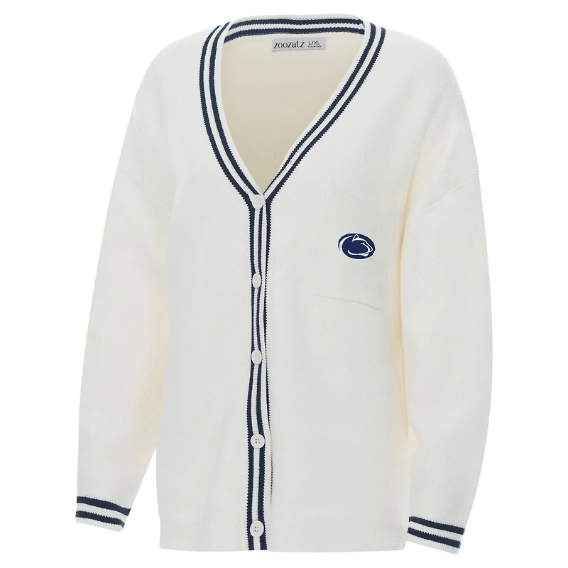 ZooZatz Penn State Nittany Lions Striped Knit Button-Up Cardigan