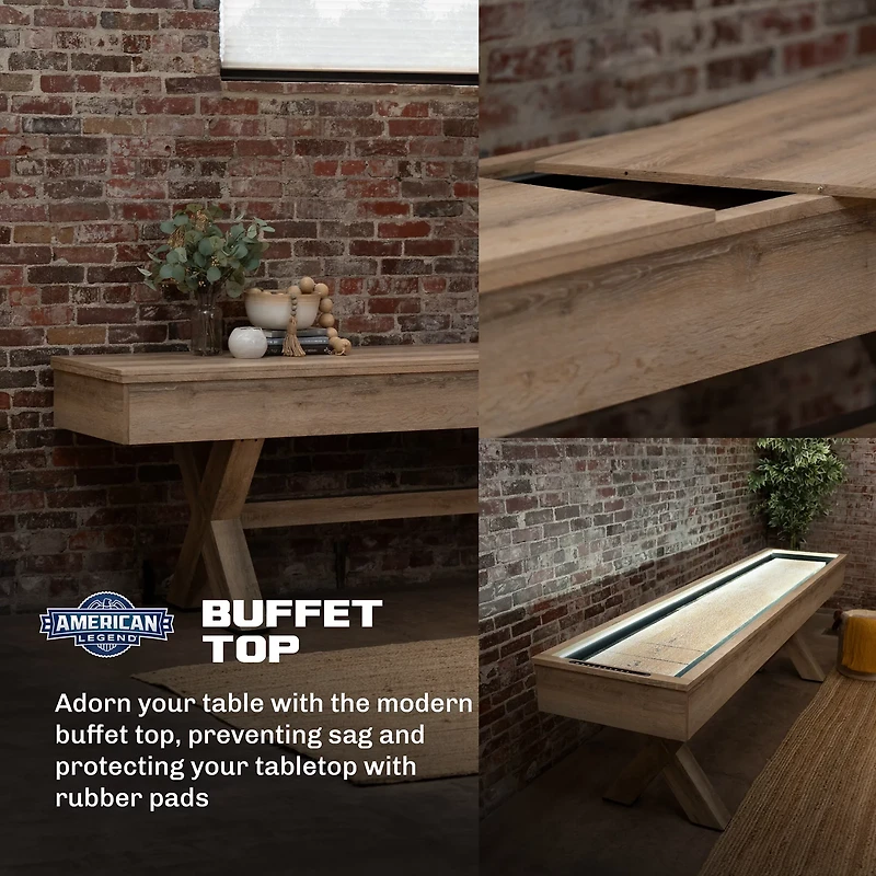 American Legend LED Shuffleboard Table with Buffet Top