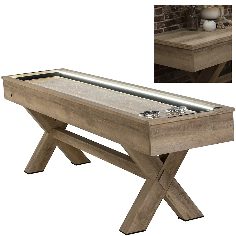 American Legend LED Shuffleboard Table with Buffet Top