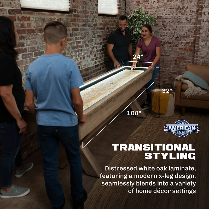 American Legend LED Shuffleboard Table with Buffet Top