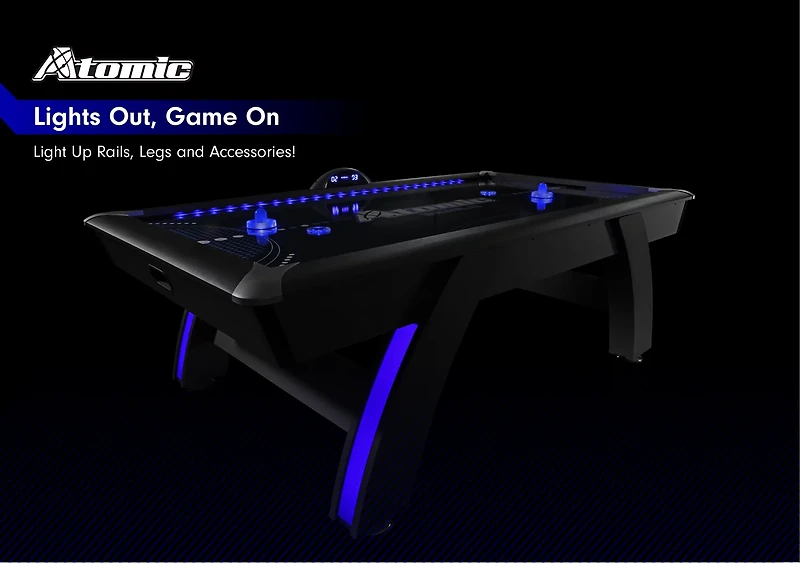 Atomic Indiglo 90" LED Air Hockey Table