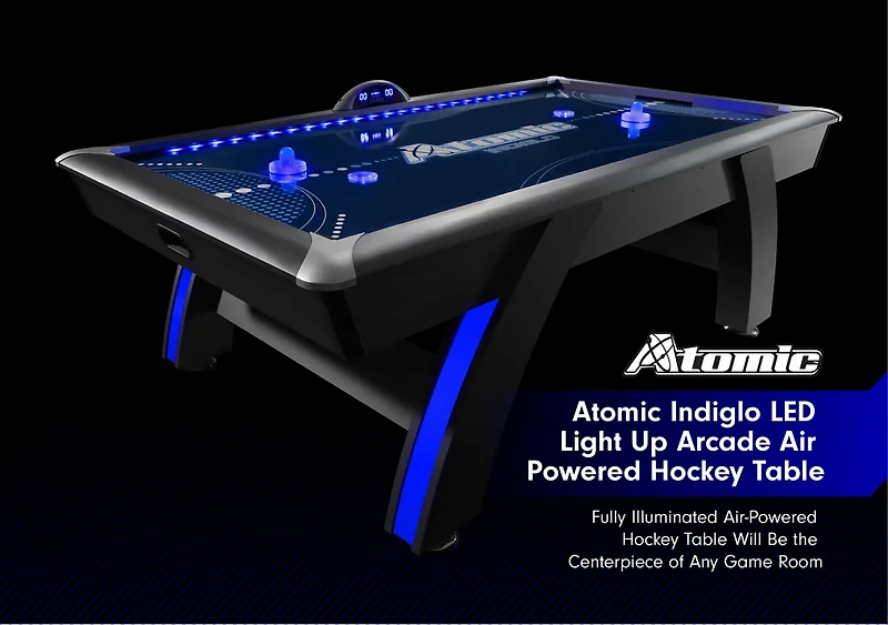 Atomic Indiglo 90" LED Air Hockey Table