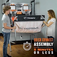 The Triumph Light FX Double Shootout Arcade Basketball Game is equipped with 8 game modes an features a Quick Connect frame.