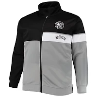 /Gray Brooklyn Nets Big  Tall Pieced Body Full-Zip Track Jacket