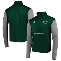 adidas /Heathered Gray Miami Hurricanes Team AEROREADY Half-Zip Top
