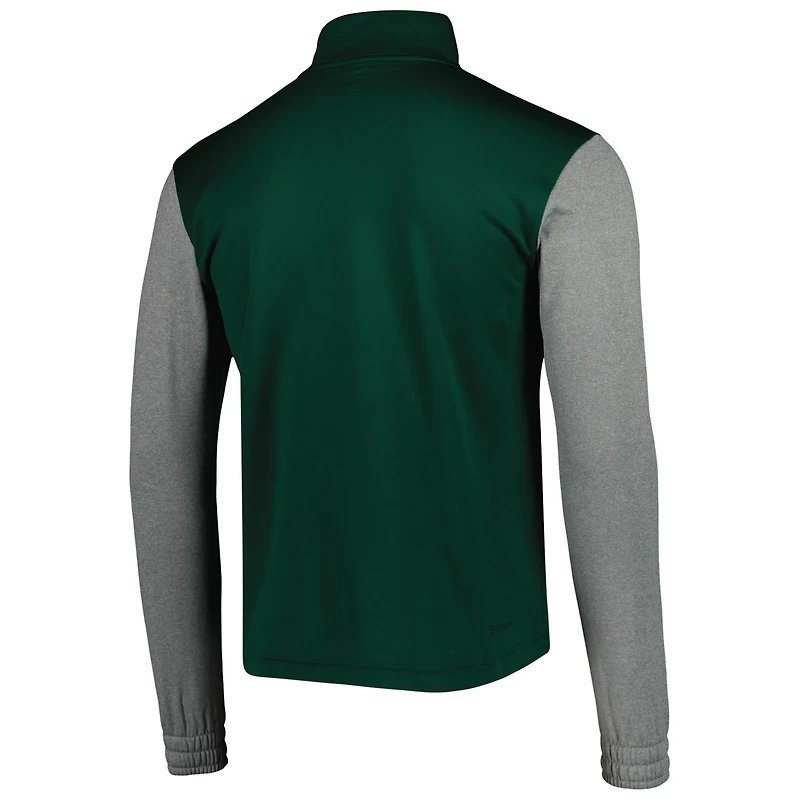 adidas /Heathered Gray Miami Hurricanes Team AEROREADY Half-Zip Top
