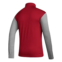 adidas /Heathered Gray Nebraska Huskers Team AEROREADY Half-Zip Top