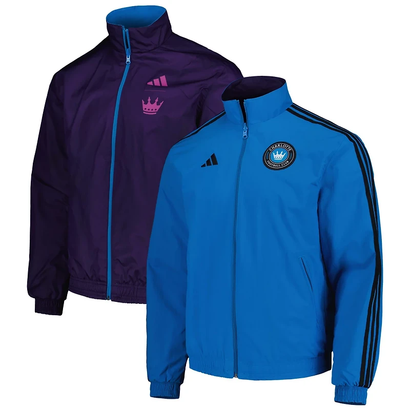 adidas /Purple Charlotte FC 2023 On-Field Anthem Full-Zip Reversible Team Jacket
