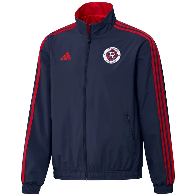 adidas /Red New England Revolution 2023 On-Field Anthem Full-Zip Reversible Team Jacket
