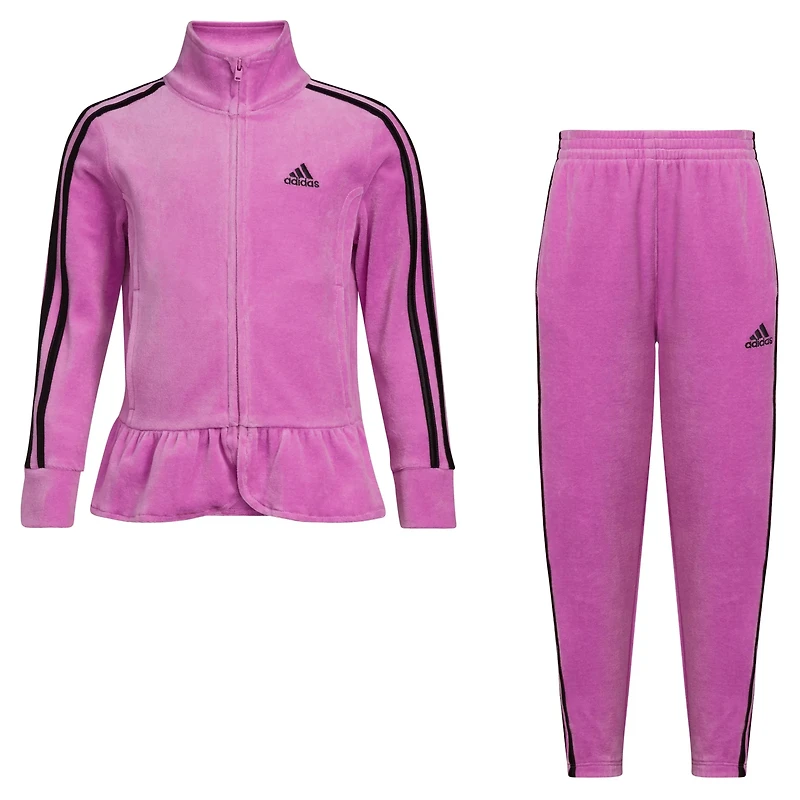 adidas Girls' 2-Piece Flounced Velour Jacket Set