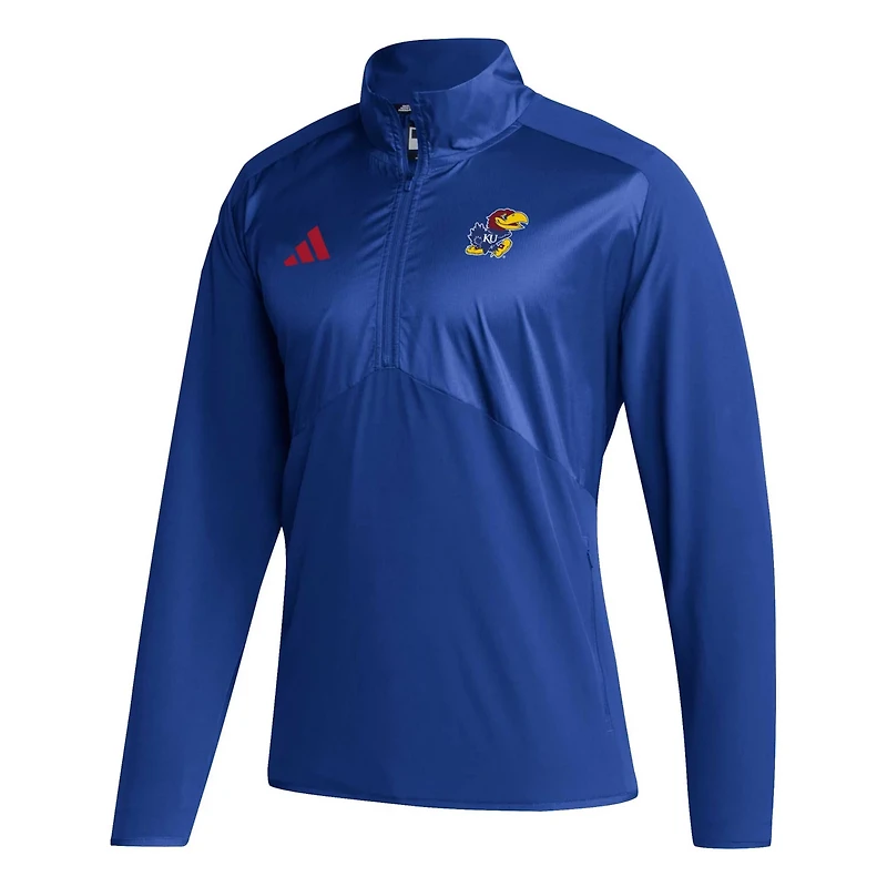 adidas Kansas Jayhawks Sideline AEROREADY Raglan Sleeve Quarter-Zip Jacket