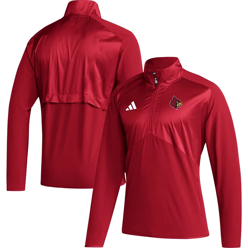 adidas Louisville Cardinals Sideline AEROREADY Raglan Sleeve Quarter-Zip Jacket