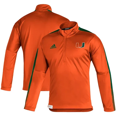 adidas Miami Hurricanes 2021 Sideline Primeblue Quarter-Zip Jacket
