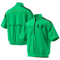 adidas Miami Hurricanes Nights Strategy Half-Zip Short Sleeve Jacket