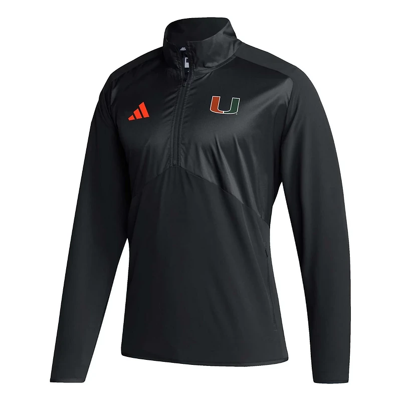 adidas Miami Hurricanes Sideline AEROREADY Raglan Sleeve Quarter-Zip Jacket