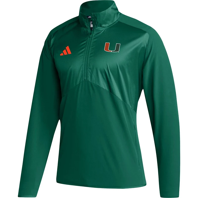 adidas Miami Hurricanes Sideline AEROREADY Raglan Sleeve Quarter-Zip Jacket