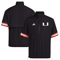 adidas Miami Hurricanes Strategy Short Sleeve Half-Zip Jacket