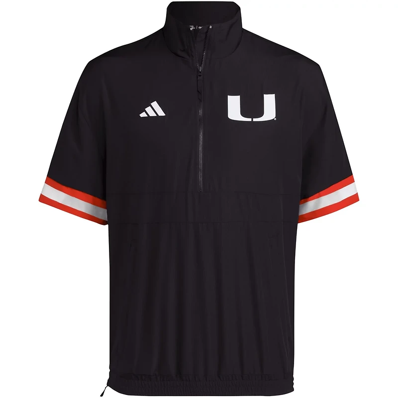 adidas Miami Hurricanes Strategy Short Sleeve Half-Zip Jacket