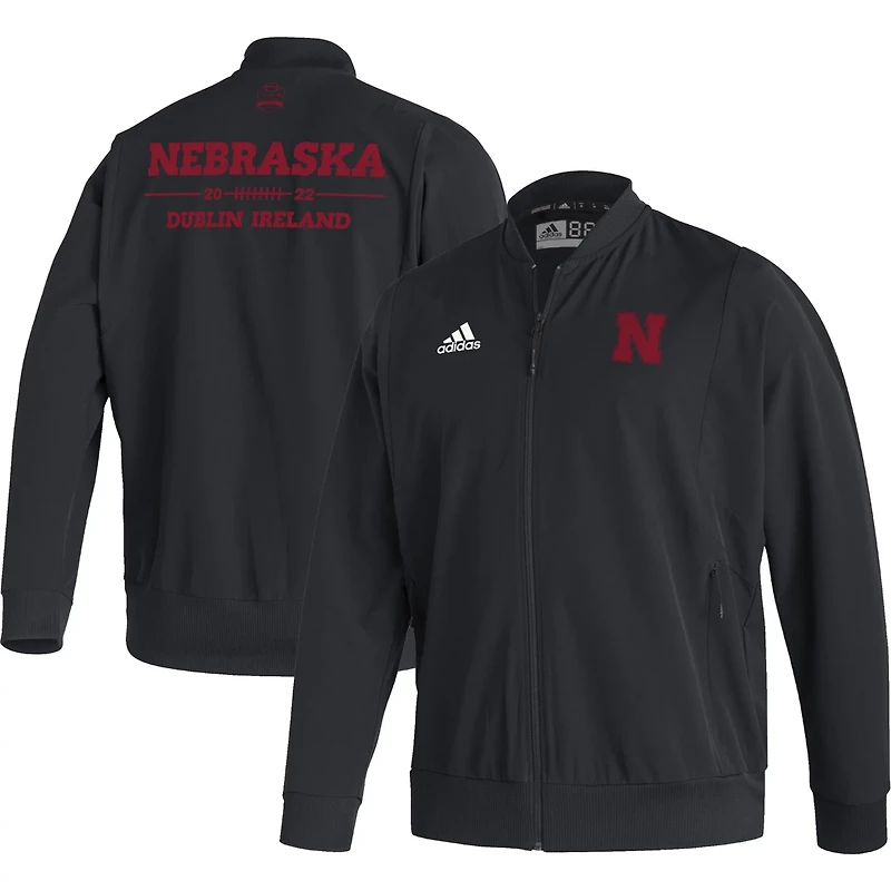 adidas Nebraska Huskers Ireland Sideline Woven Primeblue Full-Zip Bomber Jacket