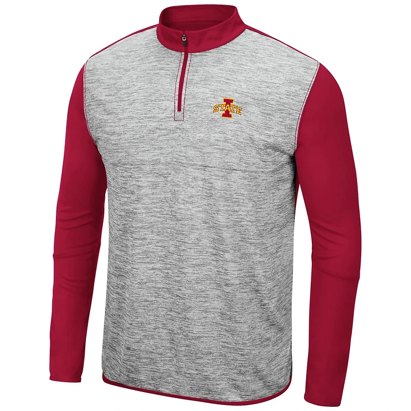 Colosseum Heathered Gray/Cardinal Iowa State Cyclones Prospect Quarter-Zip Jacket