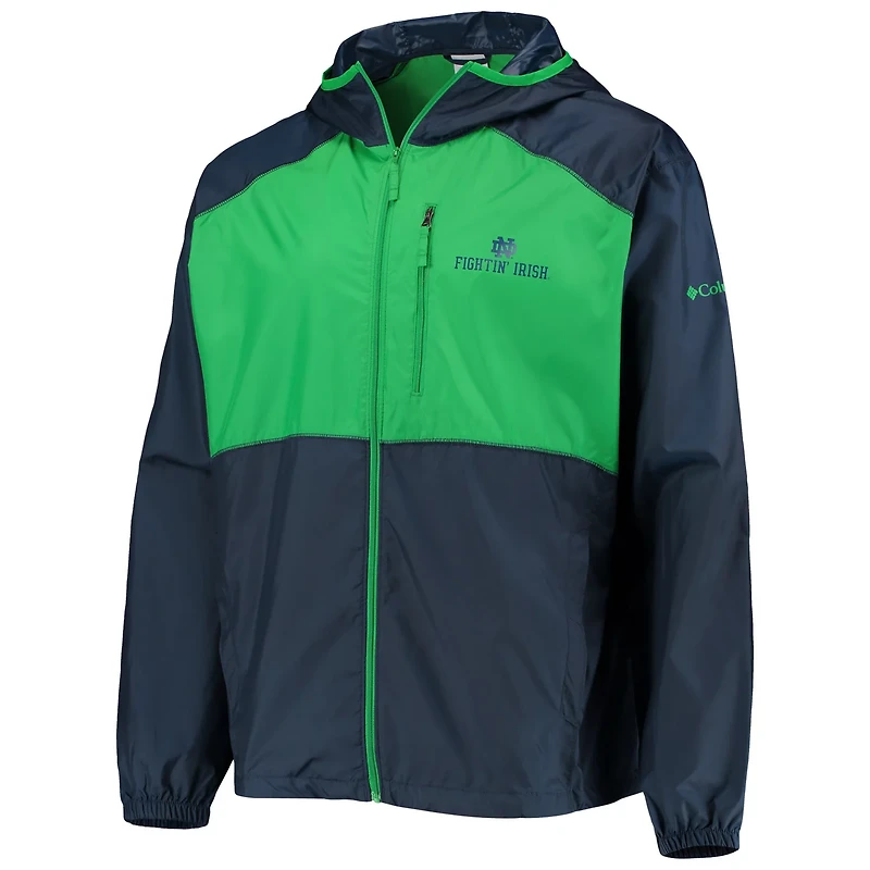 Columbia /Green Notre Dame Fighting Irish Flash Forward Hoodie Full-Zip Lightweight Windbreaker