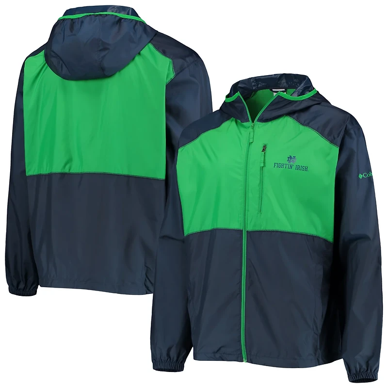 Columbia /Green Notre Dame Fighting Irish Flash Forward Hoodie Full-Zip Lightweight Windbreaker