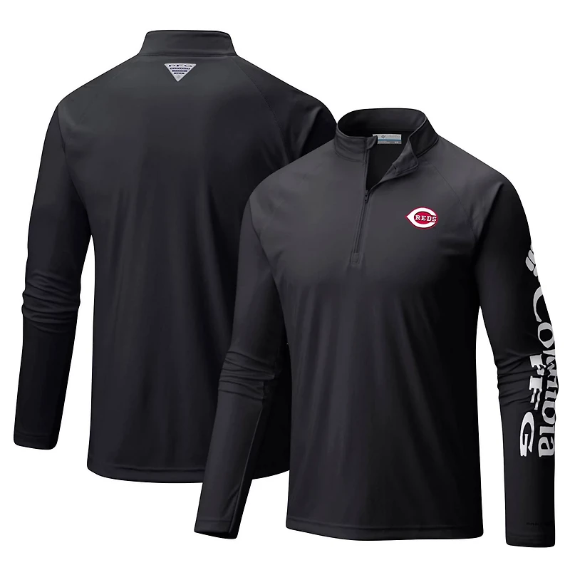 Columbia Cincinnati Reds Terminal Tackle Omni-Shade Raglan Quarter-Zip Pullover Top
