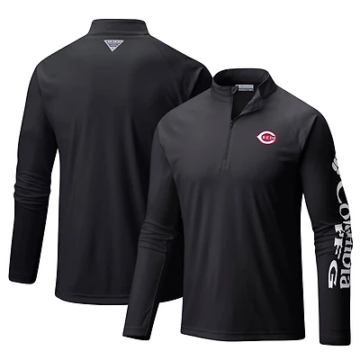 Columbia Cincinnati Reds Terminal Tackle Omni-Shade Raglan Quarter-Zip Pullover Top