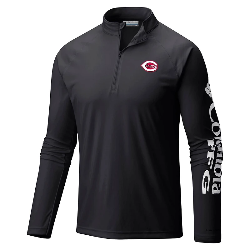 Columbia Cincinnati Reds Terminal Tackle Omni-Shade Raglan Quarter-Zip Pullover Top